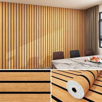 1 Roll 3D Flat Wooden Plank Wall Panels - Soundproof Self-Adhesive Wall Stickers, 40CM*300CM, Self-Adhesive Wallpaper, Thick Waterproof Removable PVC Flat Plank Wallpaper And Foam Board, For Home Decor, 3D Stereo Waterproof Moisture-Proof Living Room