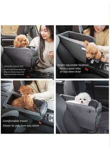 狗狗汽车座椅，小型犬专用汽车座椅，小型犬专用中央扶手座椅，猫狗增高座椅，适用于15磅以下猫狗的便携式汽车扶手座椅，互动式宠物汽车座椅，宠物用品，通用便携式单肩宠物背带（适用于猫狗） - 彩色 - 查看 8