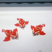 3D Printed Cute Red Crystal Dragon & Crystal Dragon Egg Model, Plastic Figurine Desktop Decor Sculpture, Holiday Gift - 彩色 - 查看 5
