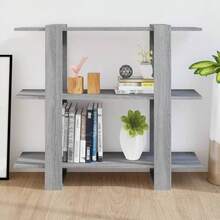 vidaXL Bibliothèque/Séparateur de pièce Sonoma gris 100x30x87 cm - Noir - Voir 7