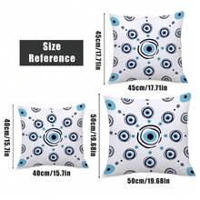 MEMNUN 4 Stücke mysteriöse marineblau bedruckte Kissenbezüge mit Augen- und Hamsa-Hand-Motiv (Kissenfüllung nicht enthalten), aus Pfirsich-Samt-Stoff, einseitig Muster, Größen: 45*45cm/50*50cm/40*40cm, Böser Blick dekorativer Kissenbezug für Sofa, Bett, Schlafzimmer, Büro, Hotel, ganzjährig, Geschenk - Verschiedenfarbig - Übersicht 4