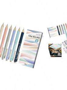 Taja Gel Pens, 6 Pcs Quick Dry Black Gel Ink Pens, 0.5mm Fine Point Smooth Writing Pens For Journaling And Te Taking, Cute Aesthetic Pens For Women & Men-Pastel - 粉彩聖經 - 查看 8