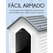 RED VELVET Casa Perro Casetas de Plástico Exteriores Resistente al Agua y Clima Fácil de Montar Jardín Patio y Exterior Gris Chica - Gris - Ver 3