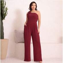 Women's Long Jumpsuit With Elastic Back And Padded Cups, Suitable For All Occasions - Redwood - View 1
