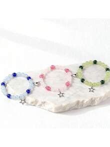 3 chiếc vòng tay đôi dành cho bạn thân, hình trái tim, số 3, 4, 5, dành cho bạn trai và bạn gái, vòng tay tình bạn đính hạt. - Nhiều màu - Xem 1