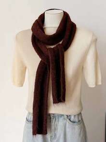 1pc Casual Versatile Solid Color Long Tube Fuzzy Scarf - Multicolor - View 10