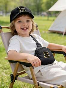 2顶儿童棒球帽，带迷你收纳袋，男女童露营帽，防紫外线，带帽带，儿童渔夫帽，适合3-12岁儿童。 - 黑色 - 查看 4