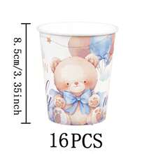 7/9 Inch Star Teddy Bear Disposable Tableware Set, Includes Paper Plates, Cups, Napkins, Suitable For Wedding, Engagement, Birthday Party, Wedding Reception - Multicolor - View 9