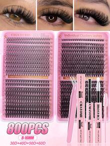 CMAYOME 800pcs Natural Soft False Eyelashes Kit, Mixed Density 10D-100D, Length 8-16mm, D-Curl. Suitable For Beginners Daily DIY Eyelashes, Cartoon Style Eyelashes And DIY Segmented Eyelashes. The Tool Kit Includes Eyelash Glue, Tweezers And Eyelash Brush. Ideal For Daily Outings, Work, Family Gatherings, Dates, Vacations And Travels. - Multicolor - View 15