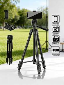 Chân máy gấp gọn bằng hợp kim nhôm di động với đầu bi xoay 360° | Tương thích với điện thoại /Android, máy ảnh DSLR, GoPro, máy chiếu | Chiều cao có thể điều chỉnh, nhẹ và nhỏ gọn, lý tưởng cho chụp ảnh tự sướng, phát trực tiếp, quay vlog, chụp ảnh, hội nghị video, du lịch. - Một cỡ - Xem 3