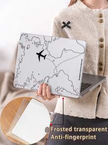 1 Piece, Minimalist Map And Airplane Design | Frosted Acrylic Ultra-Thin Laptop Case | Compatible With Air13 2025/Pro16 M3 M2 | Fingerprint-Resistant, Shockproof, And Heat-Dissipating | An Essential Protective Case For Office And Study Use.
