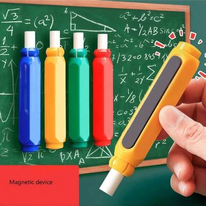 1/4 Pcs Plastic Chalk Holder. Teacher Chalk Clip. Blackboard Chalk Clip. Chalk Holder Storage Box, Drawing Board Chalk Rack, Blackboard Eraser Chalk Rack, Plastic Magnetic Storage Box, Back To School Gift. School Supplies.