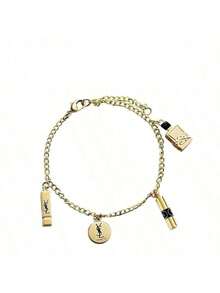 Yves Saint Laurent Women's Pendant Bracelet, Featuring Brand Logo, Minimalist & Elegant, Sweet & Fashionable, Suitable For Daily Wear, Perfect Gift For Holidays And Anniversaries - Gold - View 1