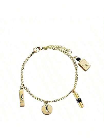 Yves Saint Laurent 女性用ペンダントブレスレット、ブランドロゴ付き、ミニマリストでエレガント、かわいくてファッショナブル、デイリーウェアに最適、休日や記念日のプレゼントに最適