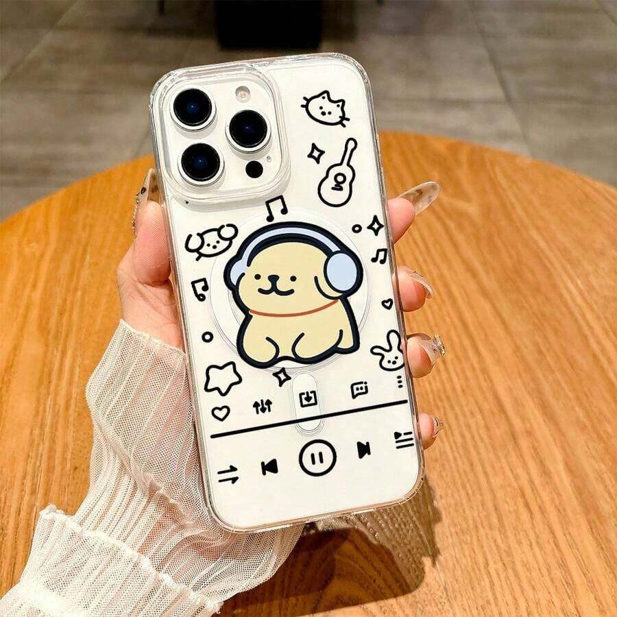 かわいいカートゥーンスタイルの子犬がおまかせを聞くくためにヘッドホンを着用しています。 透明なMagSafeお問い合わせ電話ケース、落下防止と保護するの2-in-1マグネットアクリルハードケース、 17/17 17歳のエア プロ17 プロ 16/16まで。 プロ/16e/16。 プロ/16 プラス/16 プロ 15まで プロ 15まで プロ/15 15/14/14プラス プロ/14 プラス/14 プロ 13/13まで プロ/13 プロ 12/13/12/12 プロ/12 プロ 11月11日まで。 プロ/11 プロ Maxと互換性あり - クリア - チェックする 1