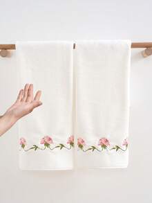 3/2/1件珊瑚绒刺绣玫瑰毛巾套装，浴室毛巾/浴巾，田园浪漫风格花卉图案，吸水性强，柔软蕾丝洗脸巾或浴巾，温馨家居浴室装饰，送给爱人的礼物，适用于浴室、酒店、健身房、旅行、礼品、沙龙、运动、户外、海滩、学校、返校季、旅行配件、家居必备、毛巾、护肤 - 白色 - 查看 8