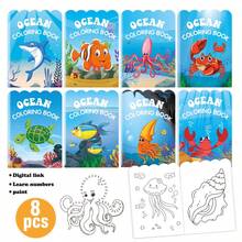 8本海洋主题涂色书 - 包括水母、鲨鱼、小丑鱼、海龟和其他海洋生物图案，海底世界套装包含绘画、连点成线、涂色游戏、派对主题涂色活动、卡通涂鸦，是生日、派对、儿童（男孩和女孩）的绝佳礼物。 - 藍色 - 查看 8