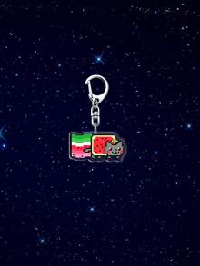 1pc Acrylic Rainbow Cat Keychain, Kawaii Cat Keychain, Cute Cartoon Bag Pendant,Dogecoin, Zombies, Ponies, American Flag Rainbow Bag Charm Exquisite Small Gift, Christmas Gift - Multicolor - View 6