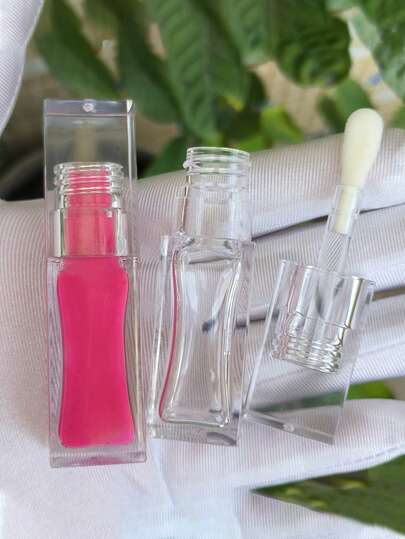 6.5ml Refillable Clear Lip Gloss Tube - White Plumping Lip Balm Jar With Large Brush Head, Mini Square Empty Lip Oil Container | Perfect Packaging, Portable Travel Refill | Ideal For Storing Lipstick/Lip Tint/Lip Gloss/Foundation Samples | Suitable For Daily Use/Travel/Business Trip/School, Great For Holiday/Valentine's Day Gifts And Back To School