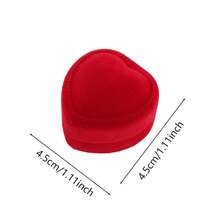 10个装植绒红色心形戒指盒，浪漫珠宝展示盒，情人节礼物、结婚戒指和吊坠的理想之选，优雅的收纳方案，完美适用于特殊场合、求婚以及零售/批发包装。 - 彩色 - 查看 9