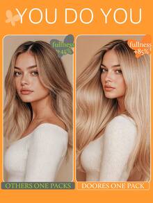 DOORES 7片装夹式接发片，100%真人发，14-24英寸，115克，Remy接发片，隐形直发，浓密丝滑，打造蓬松自然的直发造型，适合头发稀疏的男女，冬季圣诞节角色扮演/校园/约会之夜等场合适用。 - S2/10 - 查看 7