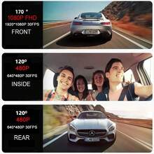 3-Camera Dash Cam For Cars, Driving Recorder, Front And Rear 1080P Full HD, 5GHz Dash Cams In Car Camera Three Lens Dashcams For Cars Front+Cabin+Rear Night Vision, 170°Wide Angle, Loop Recording,Car Accessory Dash Cam With Reversing Image Parking - A - Ver 10