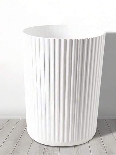 Plastic Trash Can Waterproof Striped Trash Bin For Storing Fruit Peel And Paper Scraps Stain Resistant Waste Basket Durable Garbage Storage Bucket For Women Men For Offices Dorm Bedrooms Kitchens Bathrooms And Living Rooms Waste Container Bathroom Kitchen Accessory Home Decor Essentials Room Decor