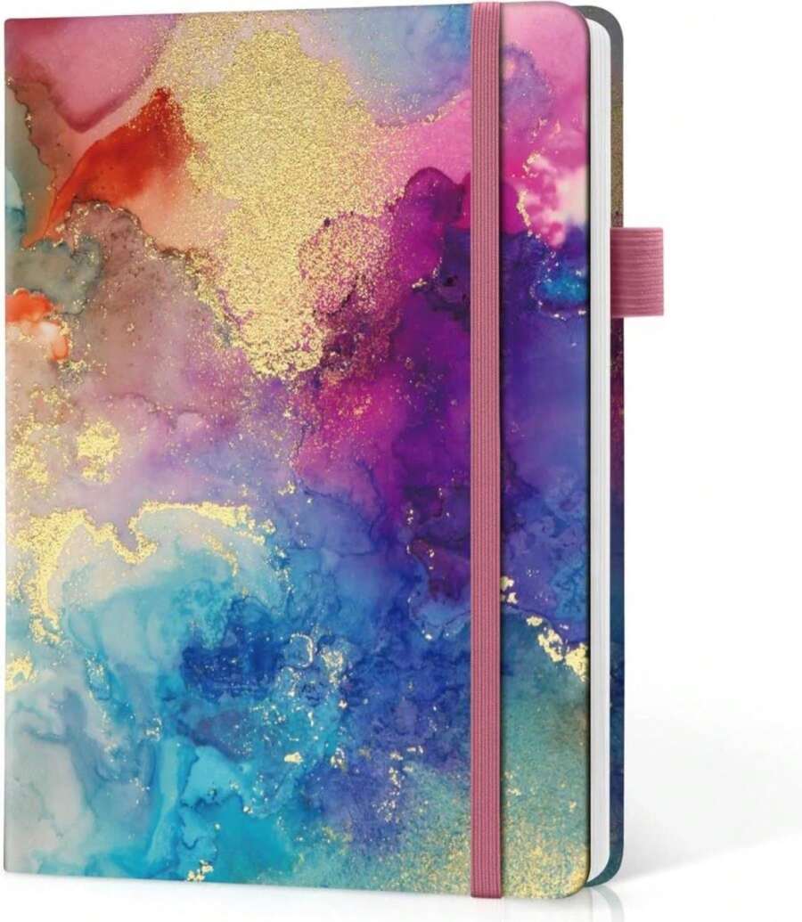 Blank Journal Notebook For Women &Amp; Men, Hardcover Leather Journal For Writing, Sketch Book, A5 Plain Paper Notebook For Drawing &Amp; Sketching, , Perfect For Office School Home Supplies, Watercolor Petal - ColorS - 查看 1