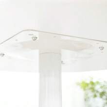 Round Dining Table Ø70 X 75 Cm, Modern Kitchen Table For 2 People, Central Pedestal Table With Steel Legs And Non-Slip Footrest - White - View 7