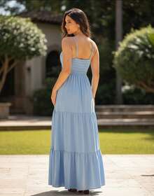Women's Duna Ruffled Maxi Dress With Built-In Bra - Elegance, Lightness And Perfect Drape. - 查看 2