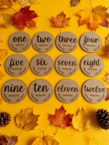 6/12 件套月度里程碑卡，双面拍照道具，用于记录宝宝成长，1-12 个月，木制卡片，新生儿出生纪念卡，装饰摆件，创意木制工艺品，Hello World 新生儿纪念品，婴儿记录里程碑 - 杏色 - 查看 8