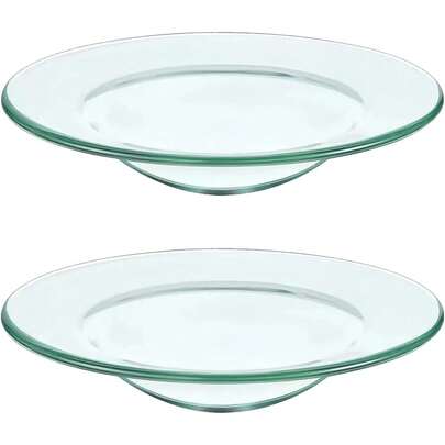 DICIMI Heat-Resistant Glass Dishes For Wax Melters & Oil Burners – 2-Pack Replacement Set (10x10x3cm), Compatible With Electric Wax Melters, Scented Oil Lamps & Fuel Burners – Durable, Universal Fit