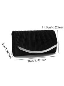 Valentine's Day Gift Love Holiday Date Silver Clutch Bags V Design Metal Chain Glitter Sequined Evening Bags With Envelope Party Wedding Casual Lady Handbags Banquet Dinner Purse - Black - View 2