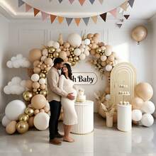 Sand White Gold Balloons Garland Arch Kit-102pcs Cream White Metallic Gold Nude Balloons For Boho Neutral Baby Shower Bridal Wedding Birthday Engagement Anniversary Decoration - 彩色 - 查看 10