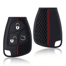 Premium 3 Buttons Silicone Car Key Case For C B E R Class GL CLS CLK SLK W203 W211 W204 3BNT - Shockproof Dustproof Anti-Scratch Full Protection Remote Key Cover, Soft Durable Anti-Slip, Perfect Fit Luxury Car Key Acce - A - View 9
