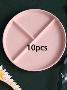 10个/5个/1个套装圆形分隔盘微波炉食品盘水果沙拉托盘厨房，节日，婚礼，生日派对餐具；家庭聚会自助餐盘，派对用品 - 彩色 - 查看 15