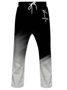 Autumn/Winter New Men's Casual Stand-Up Collar Suit, With "King" Text Logo, Gradient Style Men's Stand-Up Collar Zipper Casual Sport Suit, With Purple, Green, Dark Gray, Light Gray And Other Color Matching, Each Set Includes A Stand-Up Collar Half Zipper Top And A Draw Casual Long Pants, The Overall Use Of Gradient Color Design Sports, Street Style Suit, Men's Clothing, Men's Suit.  Striped    Spring/Fall    Regular Fit    Pocket  Zipper    Going Out  Daily - trắng - Xem 5