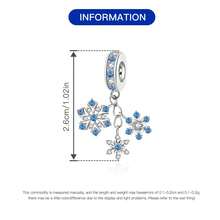 CYMYSS 1 件圣诞雪花铃铛吊坠珠，镀铜银材质，镶嵌立方氧化锆，女士吊坠饰品，冬季及圣诞节节日珠宝礼物