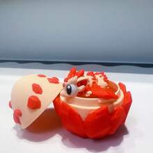 3D Printed Cute Red Crystal Dragon & Crystal Dragon Egg Model, Plastic Figurine Desktop Decor Sculpture, Holiday Gift - 彩色 - 查看 2