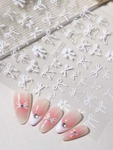 3片蝴蝶结美甲贴纸，红色、黑色、白色蝴蝶结美甲贴花，情人节DIY日式婚礼美甲饰品装饰，适合家庭/美甲沙龙使用，美甲用品 - 彩色 - 查看 6