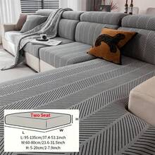 1pc Simple Striped Sofa Slipcover, High-End Non-Slip Living Room Couch Cover Cushion, Machine/Hand Washable, Pet-Friendly, Suitable For All Seasons, Home, Kitchen, Bedroom, Office Use - Dark Grey - View 11