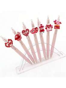 7pcs/Set Random Valentine's Day Series Creative Ballpoint Pens, Smooth Writing. Suitable For School Supplies, Office Stationery, Holiday Party Gifts And Valentine's Day Presents - Multicolor - View 3