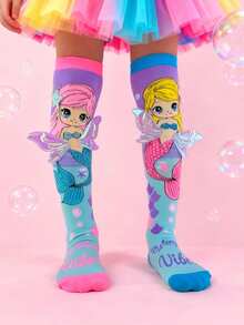 1双女童过膝袜 - 卡通美人鱼公主，3D翅膀和星星图案，趣味十足，适合全年穿着。完美适用于儿童派对、角色扮演活动、户外活动、度假、居家休闲、日常穿搭以及节日送礼。 - 淺粉色 - 查看 3