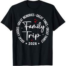 Family Trip Vacation 2026 Matching Group T-Shirt - 黑色 - 查看 1