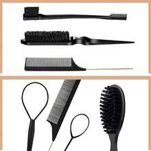 Salon Style 6-Piece Set Of Cross-Border Best-Selling Hair Tools, Steel Needle Highlights Comb, Tail Comb, Hair Pick, Long Tail Comb Eyebrow Brush, Beard Brush. - Beard Comb + brush - View 4