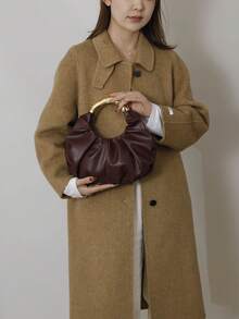 Elegant Burgundy Niche Design Cloud Handbag, Fashionable Minimalist Commuter Tote Bag, Autumn/Winter New Arrival - Burgundy - View 6