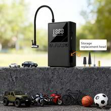 Portable Cordless Electric Air Pump, 150 Pound-Force/Square-Inch Tire Inflator And Lighting Device, Accurate Pressure Lcd Display, Multi-Functional Air Pump, Usb Charging, With Led Lights And Quick Inflate Function, Suitable For Portable Emergency Equipment Such As Bicycles Motorcycle And Car Balls, Great Gift For Dad, Boyfriend, Men (Black) - 均碼 - 查看 3