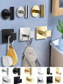 1/2 buc cârlige de perete adezive din oțel inoxidabil rezistent, cârlige lipicioase puternice, suport autoadeziv pentru prosoape, umeraș pentru haine, organizator pentru chei, cârlige de montare pe perete pentru baie, accesorii pentru depozitare în baie și bucătărie, cârlige pentru prosoape din oțel inoxidabil rezistente, umeraș fără găurire, instalare ușoară, cârlige impermeabile, potrivite pentru bucătărie, baie, sufragerie, birou, hotel și petreceri - Multicolor - Vizualizare 1