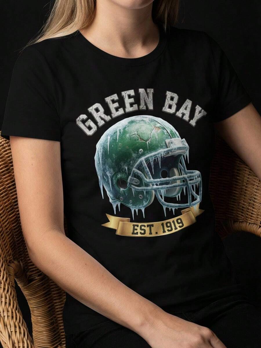 Green Bay Football T-Shirt Vintage 1919 Sports Fan Gift Frozen Tundra Game Day Graphic Tee1 - 黑色1 - 查看 1