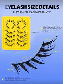 "6/7 Pairs Wet Look Fox Eye Lashes, Spiky Anime Cosplay Eyelashes, Fluffy & Curly 3D Faux Mink Lashes, Natural Extension Makeup Tools" - Black - View 5